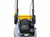 a close up of a lawn mower on a white background