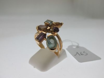 bague monture or 750°/°° sertie de citrines, améthystes et… - Photo 1