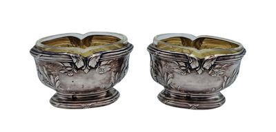 pair of antique silverplated sugar and creamers on stands