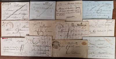 many old envelopes on a wooden table