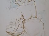 a drawing of a woman washing her hands in a bowl