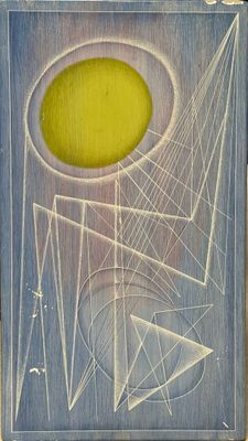 une image représentant un cercle jaune sur fond bleu