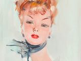 un tableau représentant une femme avec un foulard autour du cou