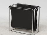 porte-revues en cuir noir avec cadre chromé
