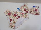 floral print bikini set with matching hat and panties
