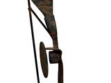 an image of a metal sculpture of a man holding a flag