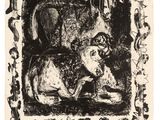 un dessin en noir et blanc représentant une femme assise sur une chaise