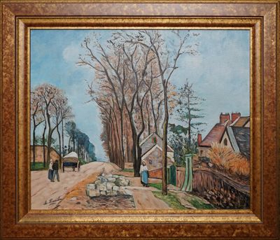 M. HAMELIN (XXe) Rue animée dans le village. Huile sur toile signée et - Photo 1