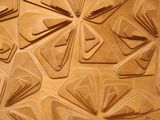 a close up view of a wall made of wood