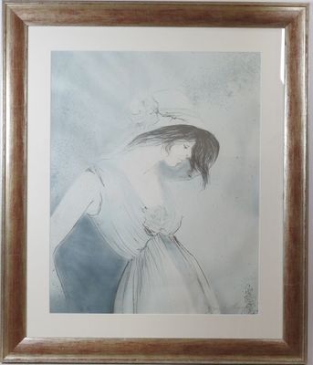 une image d'un tableau représentant une femme en robe blanche