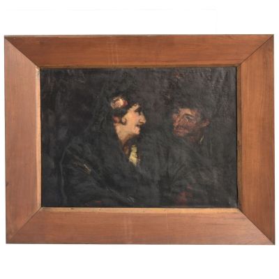 une image représentant un tableau où l'on voit deux hommes dans une pièce sombre