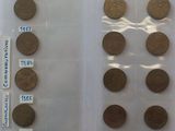 a lot of coins in a plastic bag on the table