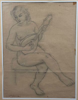 Jean Metzinger, 1883-1956 Jeune femme à la mandoline Crayon …