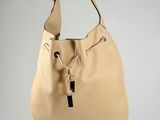 beige leather shoulder bag with zippers and zippered handles