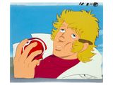 an image of a cartoon of a man eating an apple