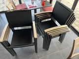 two chairs and a table in a restaurant