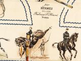 a picture of a drawing of a man riding a horse