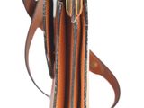 brown leather belt with a gold buckle on a white background