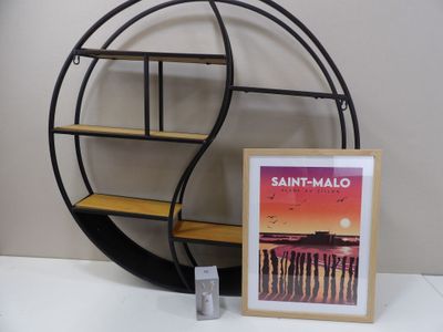 a picture of a shelf with a picture and a picture on it