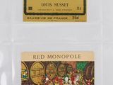 two cards of french brandy and red monopoli on a white background