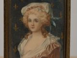 portrait of a woman in a red dress and a white hat