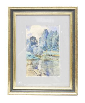 École du XXe siècle. Paysage au lac. - Photo 1