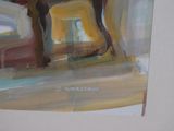 a painting of a horse that is standing in front of a window
