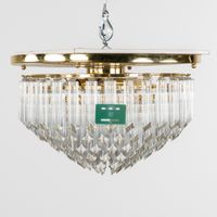Plafonnier ou lustre, en laiton avec verre « Quadriedri ». (photo 2)