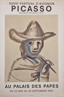 painting of a man in a cowboy hat holding a pair of scissors