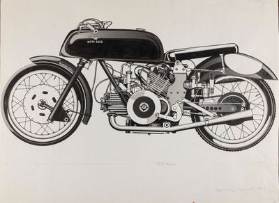 a black and white drawing of a motorcycle on a white background
