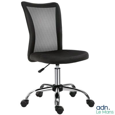 black mesh office chair with chrome base and casteors