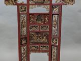 chinese red lacquered four - paneled screen with gold decorations