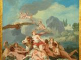 an image of a painting of a group of people in a body of water