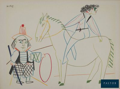 drawing of a man riding a horse next to a woman on a horse