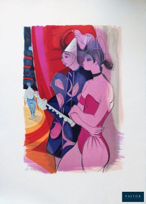 un tableau représentant deux femmes jouant de la guitare ensemble
