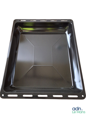 an image of a black plastic tray on a white background