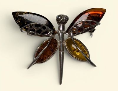 Broche "Papillon" en argent massif 925/oo aux ailes entièrem…