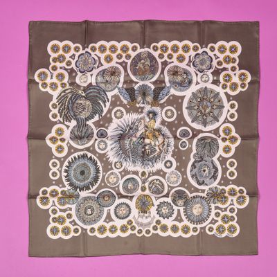 an image of a square scarf with a design on it