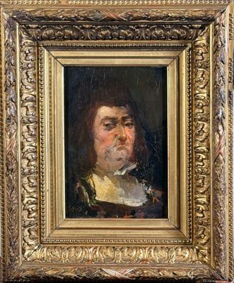 an old painting of a man with a mustache in a gold frame