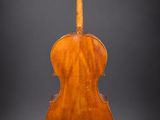 an old violin with a wooden back and a long neck