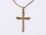 gold plated cross pendant on a gold filled chain