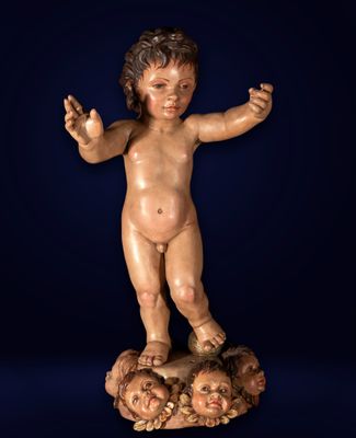 Enfant Jésus d'Olot en bois polychrome, 19e - 20e siècles