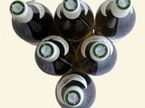 six bottles of wine in the shape of a heart
