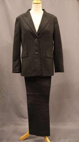 COMPTOIRE DES COTONIERS – Tailleur pantalon noir à rayures marron...