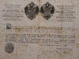 an old document with a picture of two birds on it
