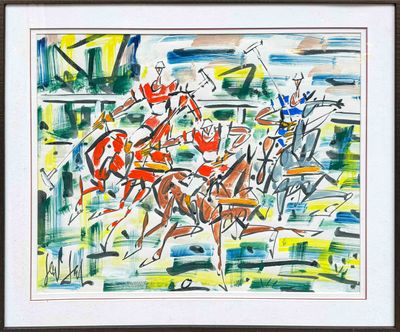 GEN PAUL (1895-1975) Les joueurs de polo Gouache sur papier …
