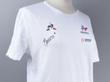 the white t - shirt has a picture of a bird on it