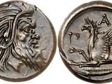 a silver coin with an image of a man and a bird on it