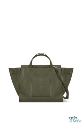 the small leather tote bag in olive green