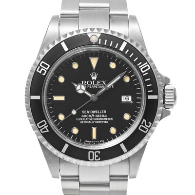 rolex sea dweller black dial steel bracelet watch
